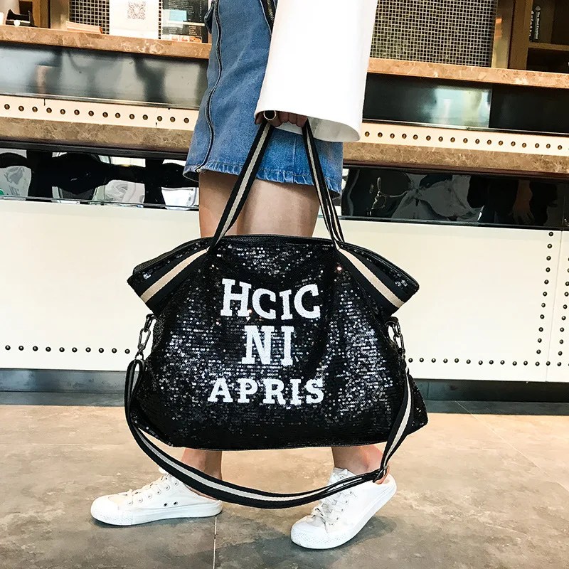 

Tide brand sequins package female new tide package fashion shoulder Korean large-capacity wild shopping bag Messenger bag.
