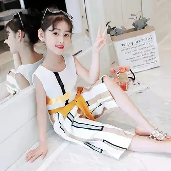 

New O-neck Collar Baby Girls Clothing Sets 2019 Summer Two-piece Sleeveless Children Sets Casual Fashion Girls Clothes Suit