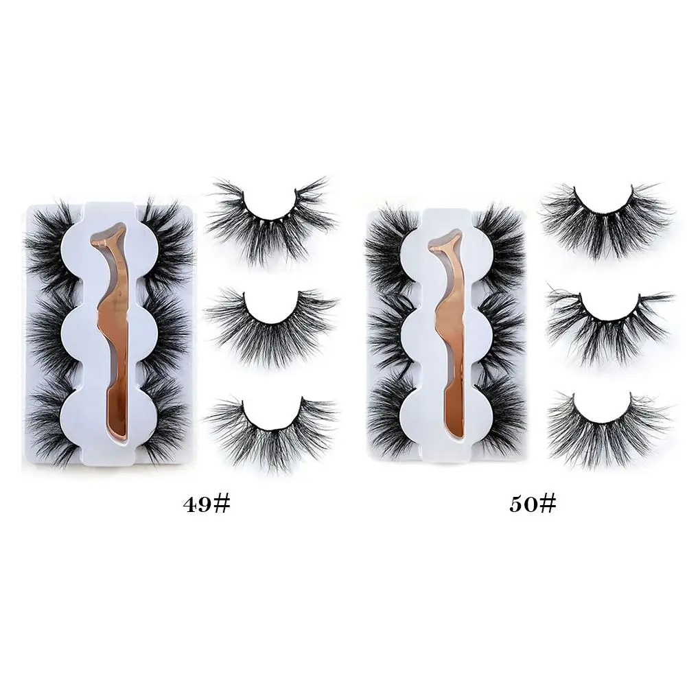 

Imitated Mink False Eyelashes 3 Pairs 25MM 6D Cross Thickened False Eyelash With Curler Popular Eyelash Eyelash Extension