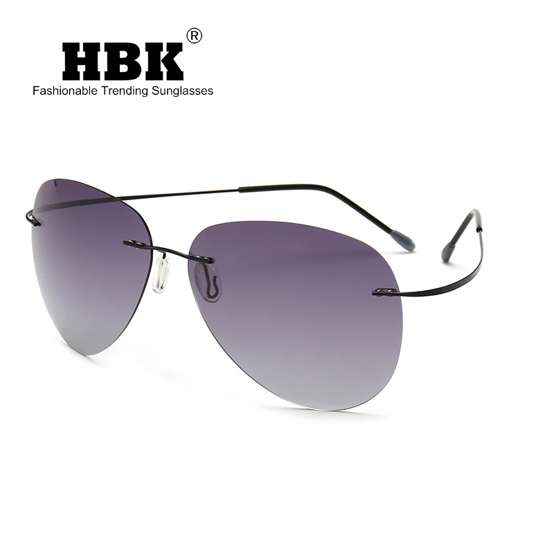 

HBK 2019 Ultralight Square Titanium Polarized Sunglasses Rimless Driving Pilot Sun Glasses Oculos De Sol UV400 Gift PM0074