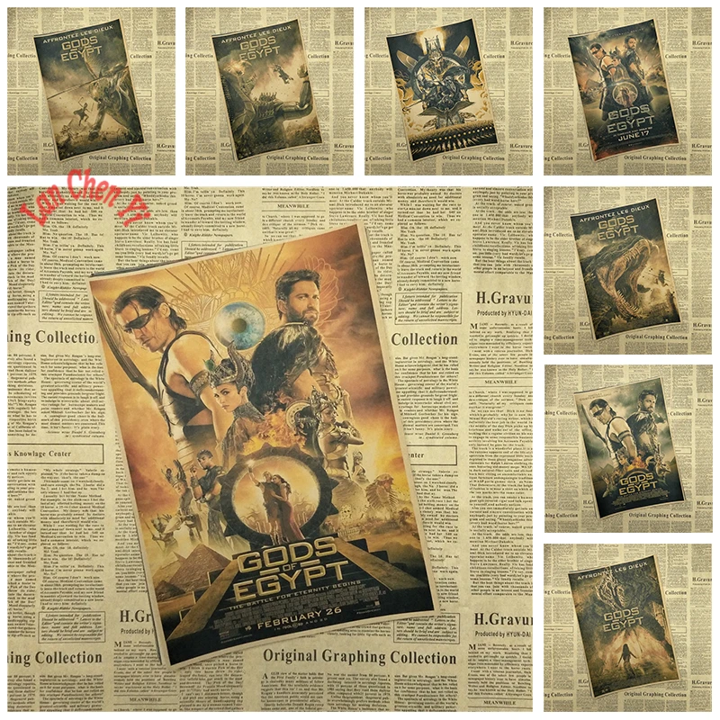 

Gods of Egypt Movie Kraft Paper Poster Bar Cafe Vintage High quality Printing Drawing core Decorative Painting