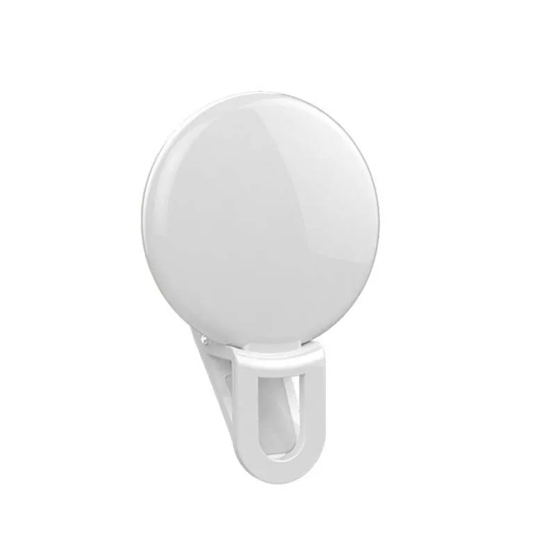 Светодиодный светильник для мобильного телефона для селфи в ночном режиме, портативный круглый кольцевой зажим для iPhone XR XS Max X 8 7 6S 6 Plus для samsung Galaxy Note 9 8 S9 - Цвет: White