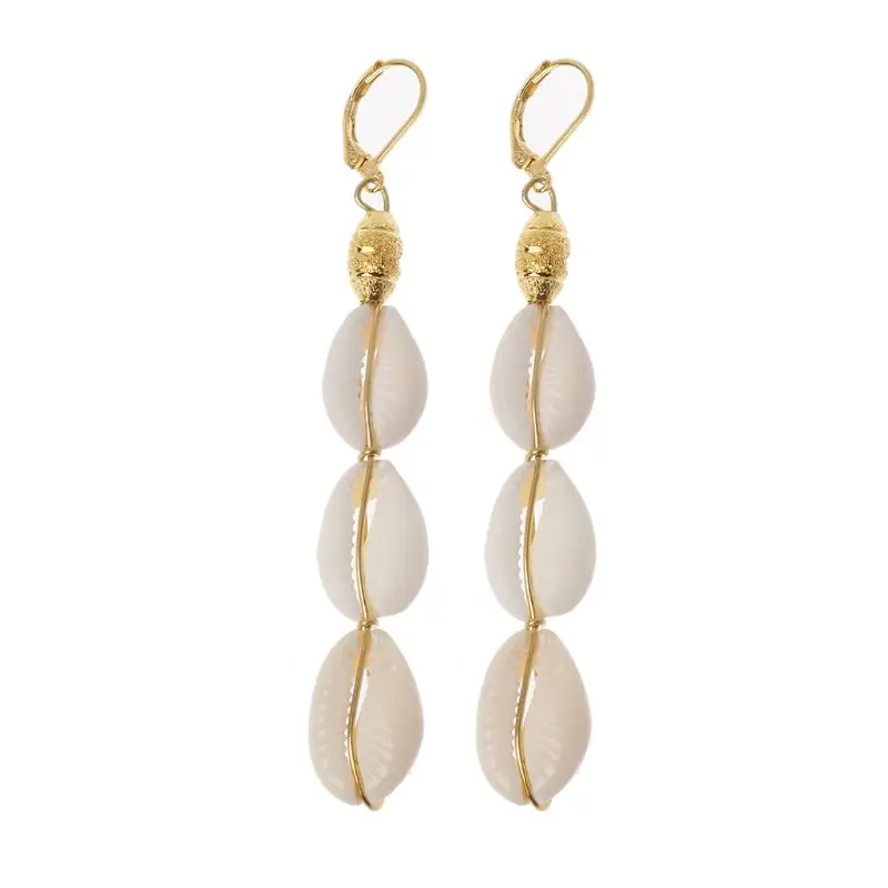 

Bohemian Natural Cowrie Shell Pendant Drop Earrings for Women Beach Fashion Jewelry Handmade Shell Long Earrings