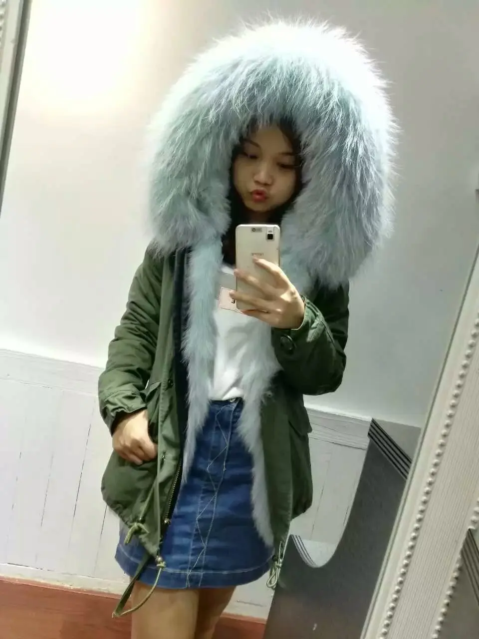 Куртка женская зимняя на подкладке из лисьего меха с капюшоном енота|parka kids|coat