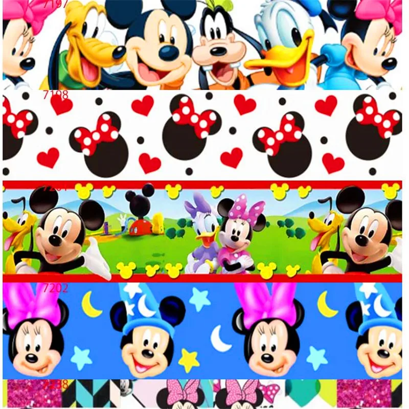 

25 38 50 75mm width 100% Polyester minnie mickey Printed Grosgrain Ribbon cartoon Ribbons MK01
