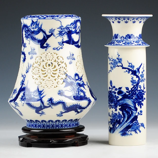 Antique Chinese-style Palace Restoring Ancient Ways Jingdezhen Dragon Ceramic Vase Flower Decoration blue-white-porcelain-vase 3