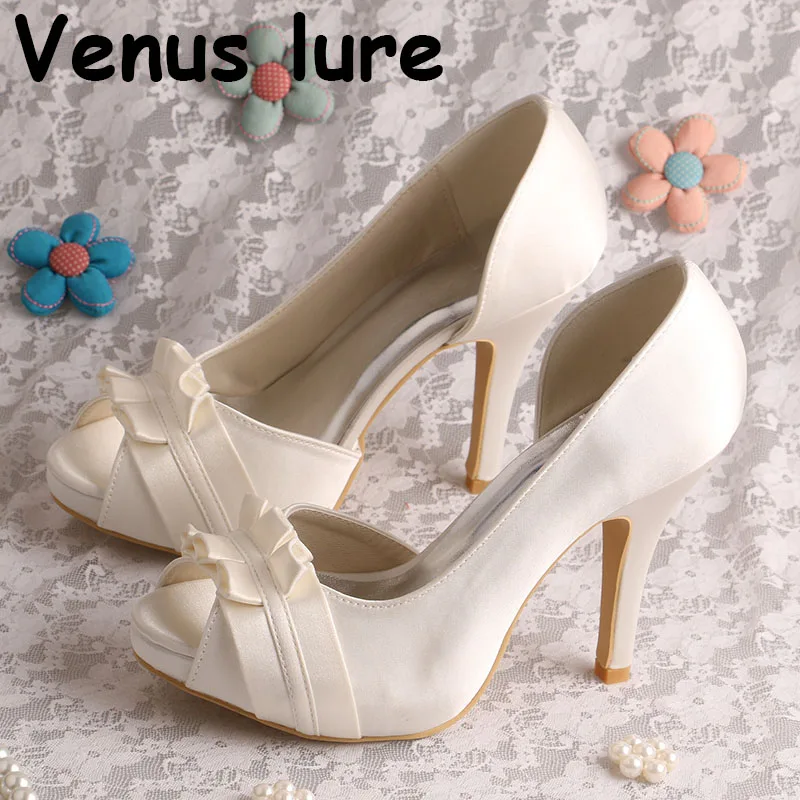 

(22 Colors)High Heel Wedding 4 inch Ivory Shoes for Bride with Open Toe