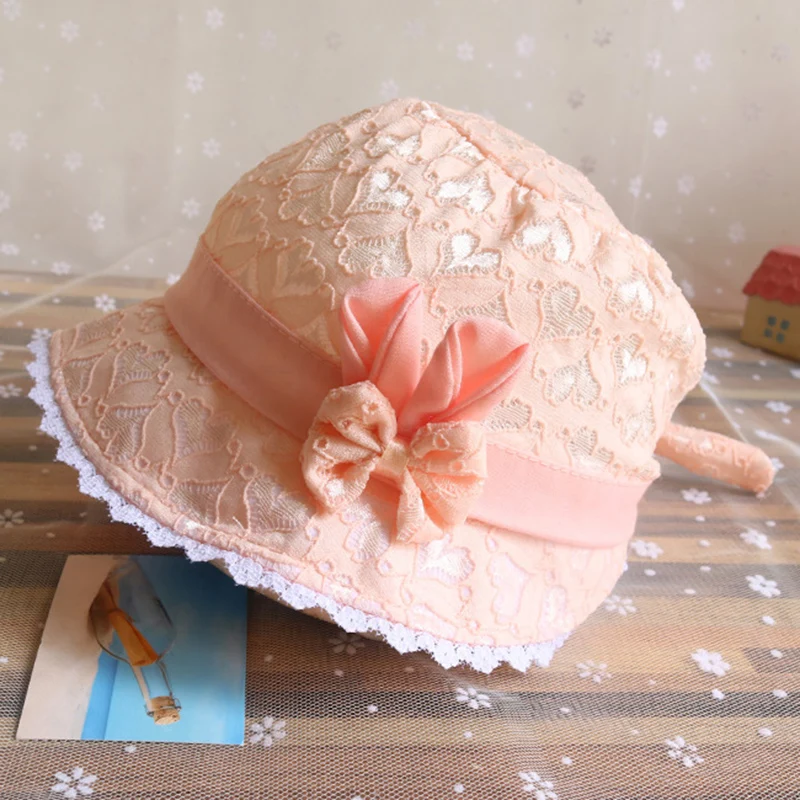 baby accessories basket Lace Flower Hollow Baby Cap Summer Cute Princess Baby Girl Hat With Bow Solid Color Infant Toddler Bucket Hat Baby Accessories luxury	