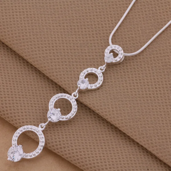 AN131 популярное ожерелье из стерлингового серебра 925 пробы, модное ювелирное изделие из серебра 925 пробы, кулон с четырьмя инкрустированными камнями/gheaoyla alsajcza