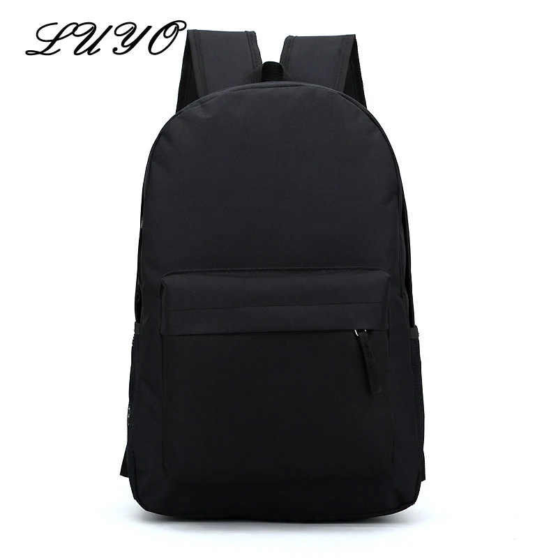 Venta Directa Color sólido mujeres moda lienzo Mochila jóvenes hombres escuela bolsas para adolescentes Mochila femenina