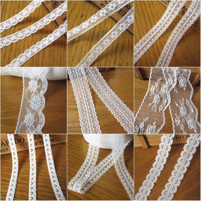 10yards/Lot 1 8cm White Gauze Net Lace Flower Embroidered Fabric Lace