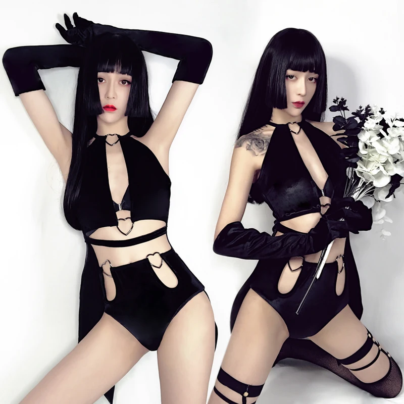 

Sexy Festival Outfit For Women Black Bikini Salsa DJ Costumes Bar Stage Dance Costume Singer Leading Dancer Costumes BL1371