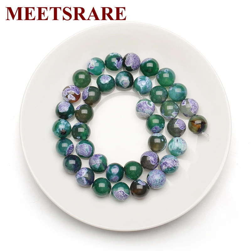 

Natural Stone Green dichroic Fire smooth Agates round beads 6 8 10mm For beads jewelry making