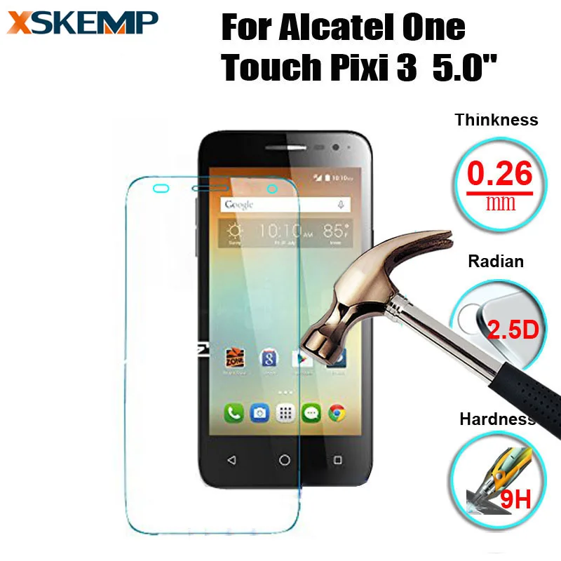 For ALCATEL One Touch PIXI 3 (5.0&quot) 5015X Ultra Clear Premium Tempered Glass Screen Anti Shatter Protector Protective Guard Film |