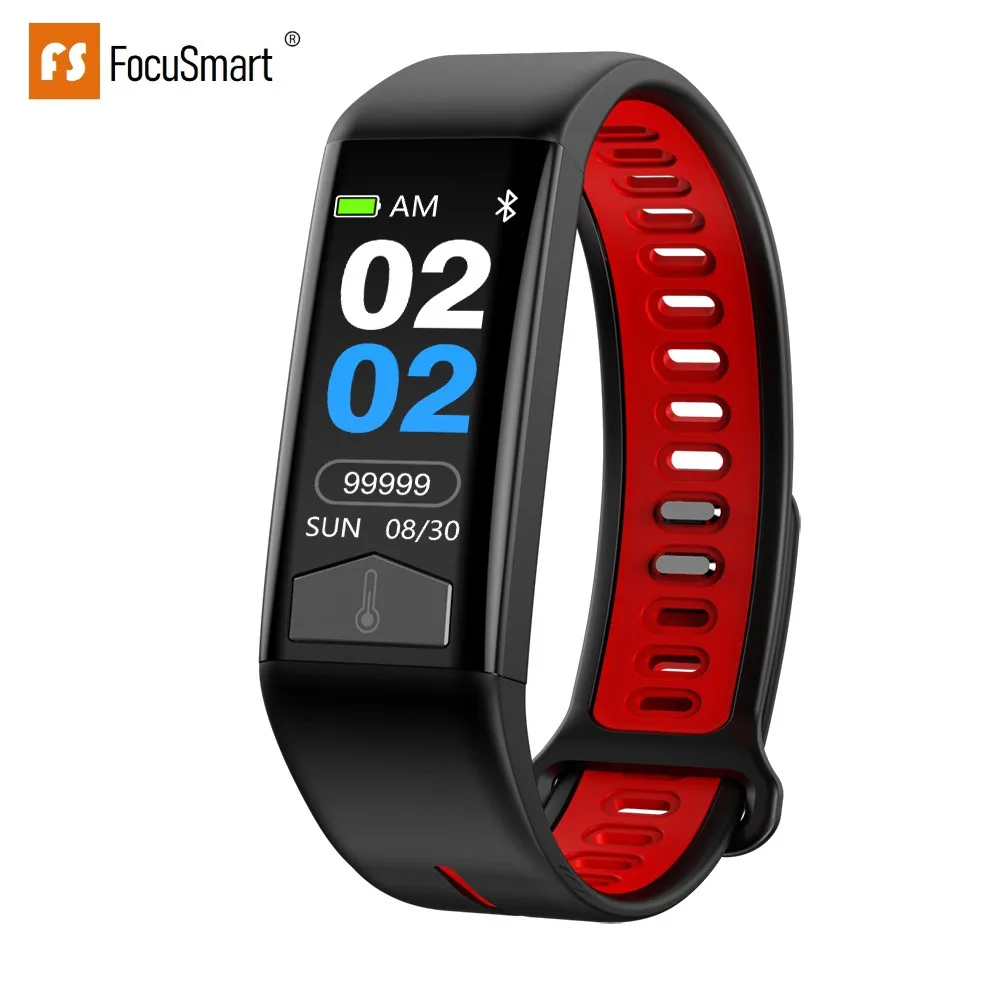 

FocuSmart 2019 F02 Smart Wristband ECG HR Monitor Body Temperature Blood Pressure IP68Waterproof Fitness Tracker for IOS Andriod