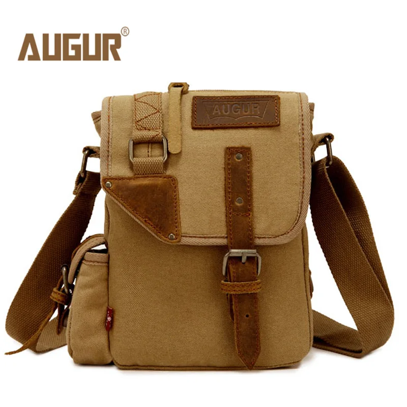 

2016 Canvas Leather Crossbody Bag Men Military Army Vintage Messenger Bags Large Shoulder Bag Casual Travel Bags augur 2