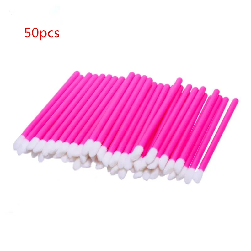 04 Pink 50pcs 100/50 шт Одноразовые женские кисти для макияжа кисть для губной помады глянцевые палочки Аппликатор теней для век Косметические аксессуары для макияжа - Handle Color: 04 Pink 50pcs