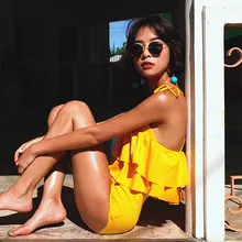 Новинка, сплошной сексуальный купальник с оборками, купальники для женщин, монокини, купальный костюм, боди, пляжная одежда, купальники