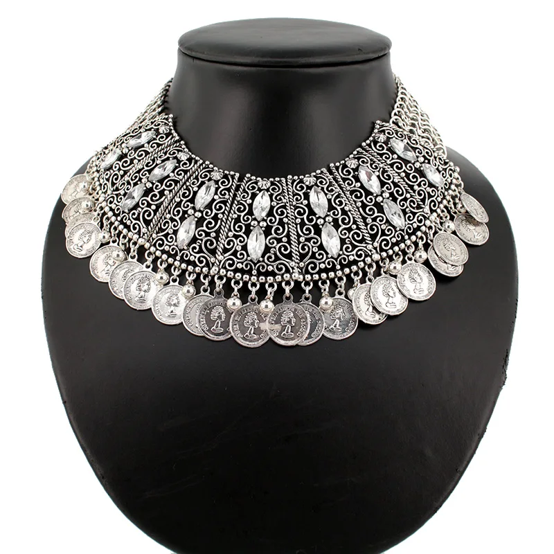 Classic Zinc Alloy collar 2 color Vintage coins national style boho