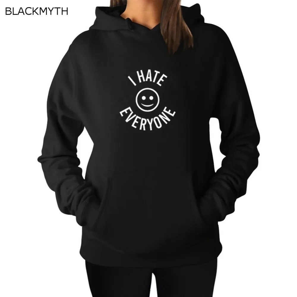 BLACKMYTH New Arrival Women Long Sleeve I HATE EVERYONE Printed