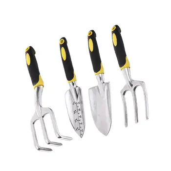 

BESTOYARD 4PCS Garden Tool Set Trowel Fork Transplanter Cultivator (Yellow & Black)