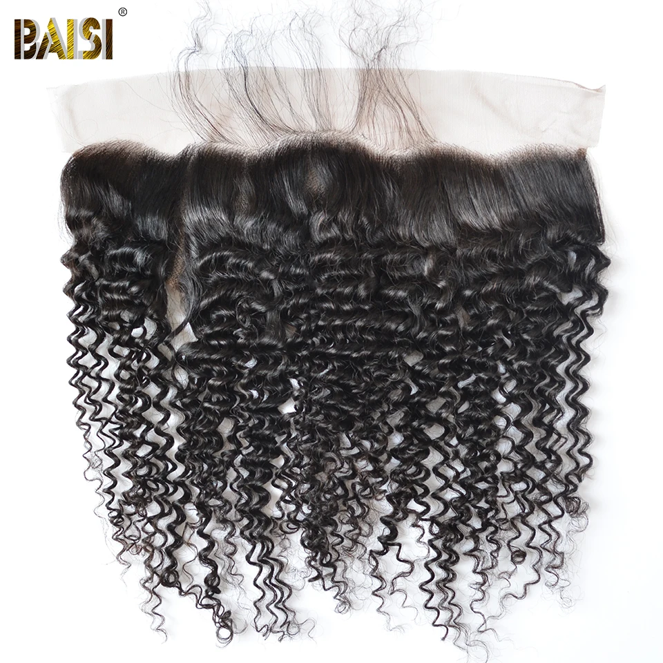 BAISI волосы необработанные перуанские кудрявые девственные волосы плетение 4 пучка с кружевной фронтальной человеческих волос