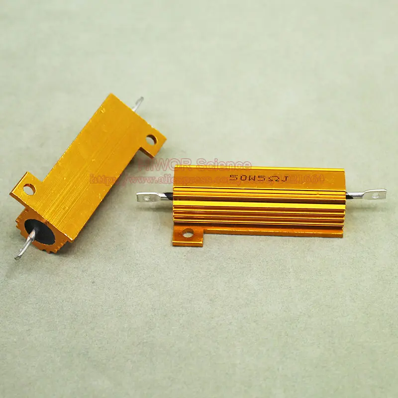 

(2pcs/lot) RX24 5 Ohm 5R 50W 50Watts Aluminium Housed High Power Resistor Metal Shell Heatsink Resistor 5ohm Resistance