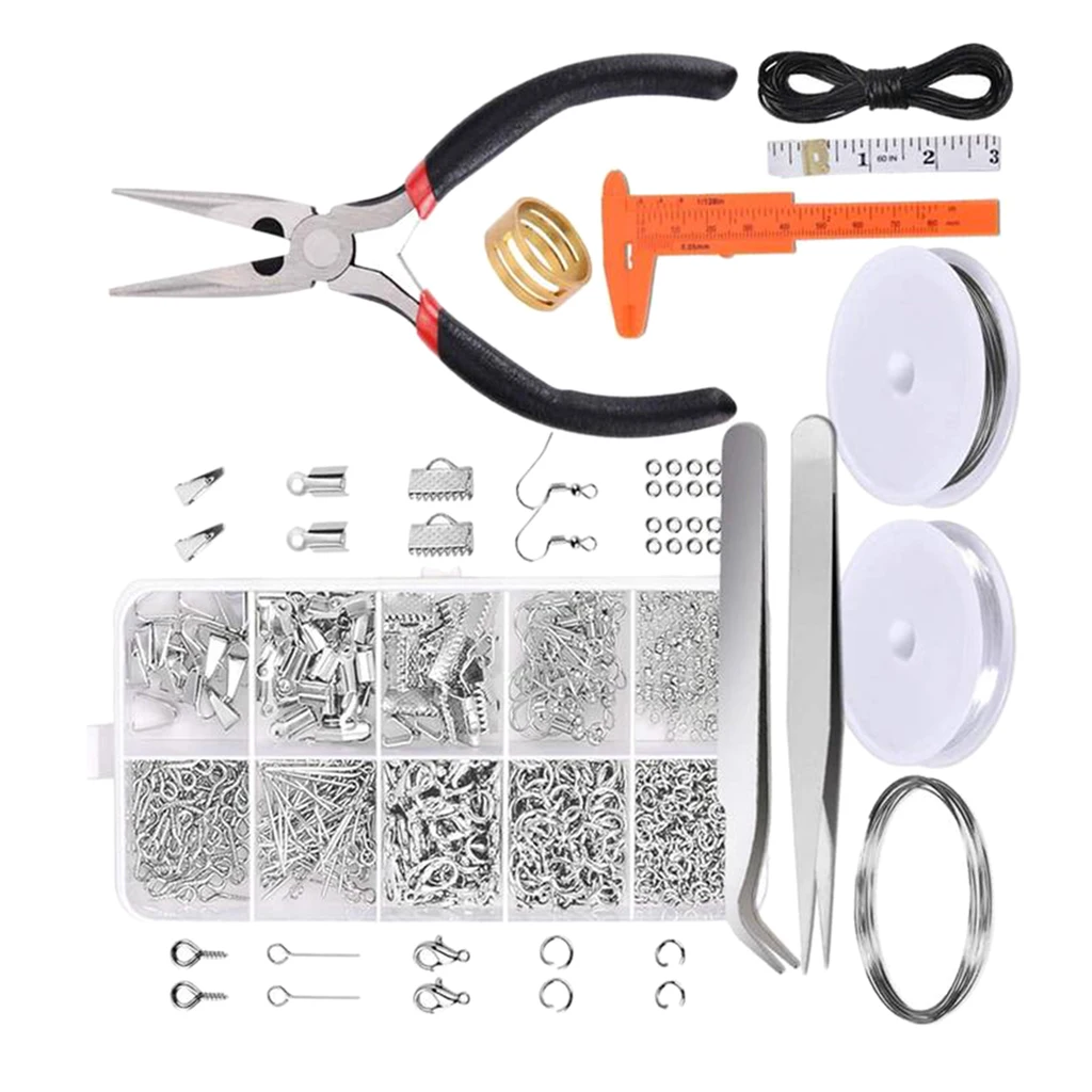 Jewelry Making Findings Repair Tools Kits with Crimp Beads Head Pins Open Jump Rings Hooks Pinchs Lobster Clasps Screw Eye Pins