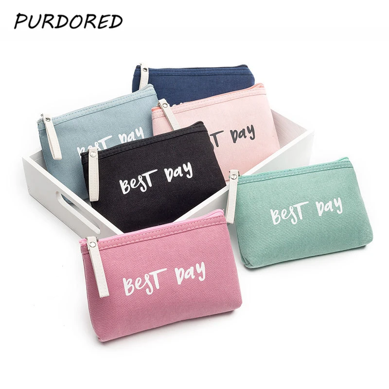 

PURDORED 1 pc Solid Letter Cosmetic Bag Portable Women Makeup Bag Toiletry Bag Travel Wash Storage Beauty Pouch Dropshipping