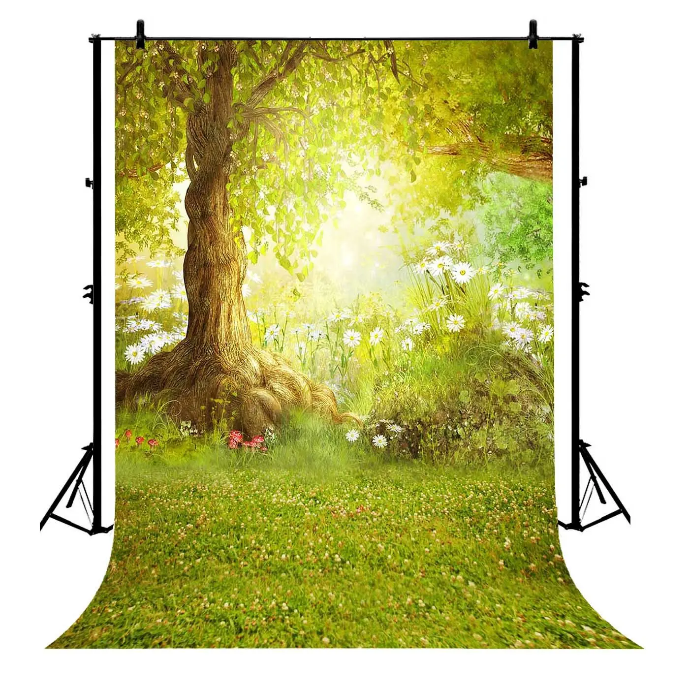 

5x7ft Spring Tree Grass Flower Sunshine Polyester Photo Background Portrait Backdrop