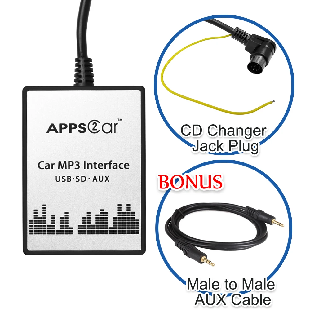 

APPS2Car USB SD AUX Car Mp3 music Adapter Car Stereo Radio Digital Music Change for Volvo S80 1999-2005 (fits Select OEM Radios)