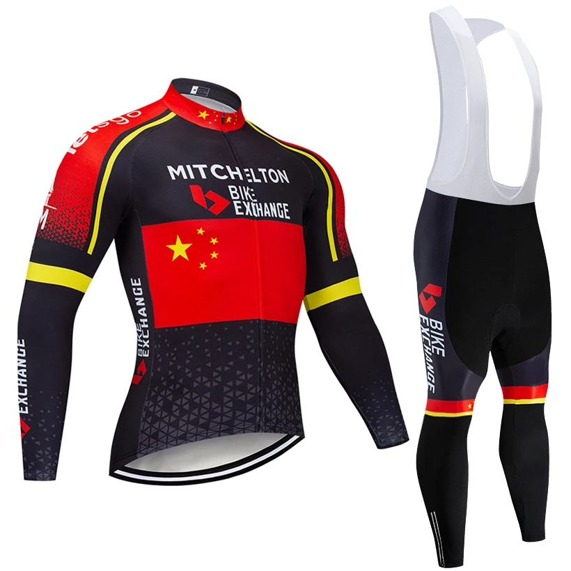 

TEAM Winter 2019 MITCHELTON thermal fleece Cycling JERSEY Bike Pants set mens 9D pads Ropa Ciclismo Cycling wear Maillot Culotte