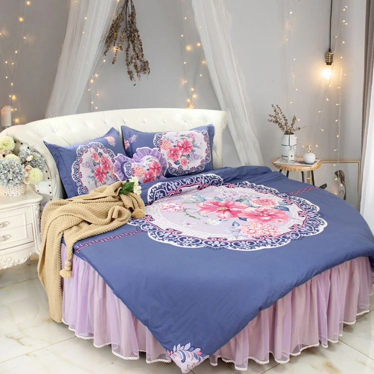Buy BLUE LACE Round corner Bed COTTON Princess Morden