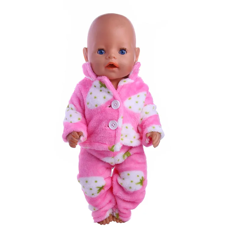 Doll accessories Two plush pajamas coat pants fit 43cm Baby Born zapf Children best Birthday Gift