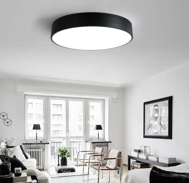 

AC220V Modern Simple LED Ceiling Lamp Creative Atmosphere Living Room Bedroom Study Balcony Iron Circular Ceiling Lights