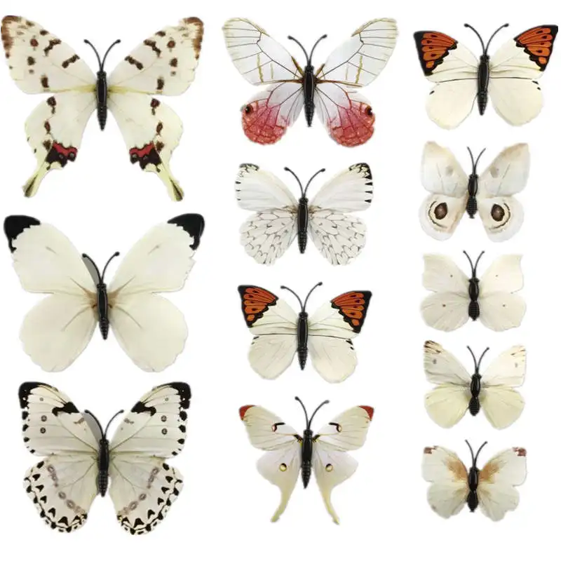 12 шт./партия ПВХ 3D Магнит бабочка настенные стикеры бабочки Декорации для свадебной вечеринки дома кухня холодильник украшения - Цвет: Colorful White