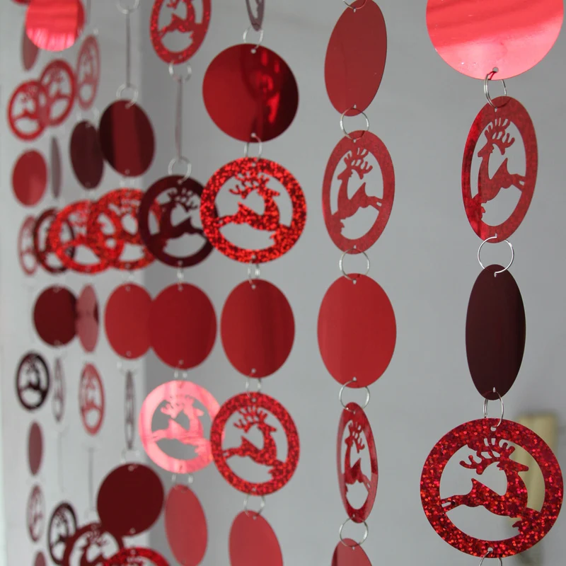 

10m Christmas ornaments DIY Festive party supplies interior backdrop Decoration Sika deer plastic sequins Curtain