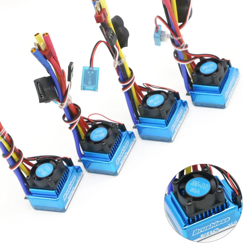 ESC 60A 80A 120A pour drone FPV, vue de dessus montrant les composants électroniques.