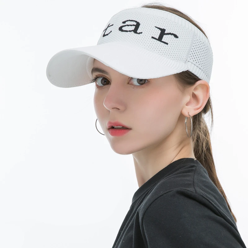 

Summer Letter Topless Sun Hat Knitted Korean Style Hats for Girls Ladies Outdoor Travel Sport Visor Cap