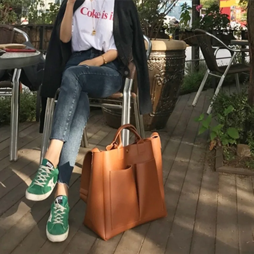 

NEW WOMEN HANDBAGS CASUAL TOTE SOLID PU leather CROSSBODY BAGS CASUAL TOTE WOMEN BAGS BIG BAG