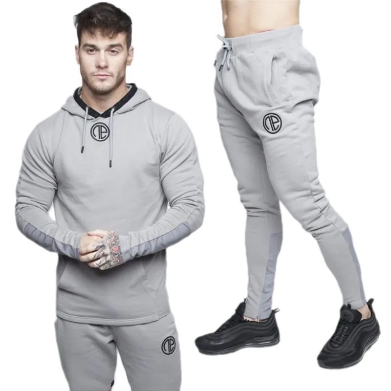 

Gyms New Men's Sets 2018 Fashion Sportswear Tracksuits Sets Men Hoodies+Pants casual Outwear Suits 2PC Hoodies Pants Sets