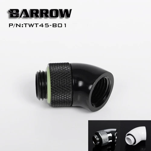 

Barrow TWT45-B01 45 Degree Male to Female Rotary Revolvable Fitting Adapter with G1/4" Threads Silver Black White Gold