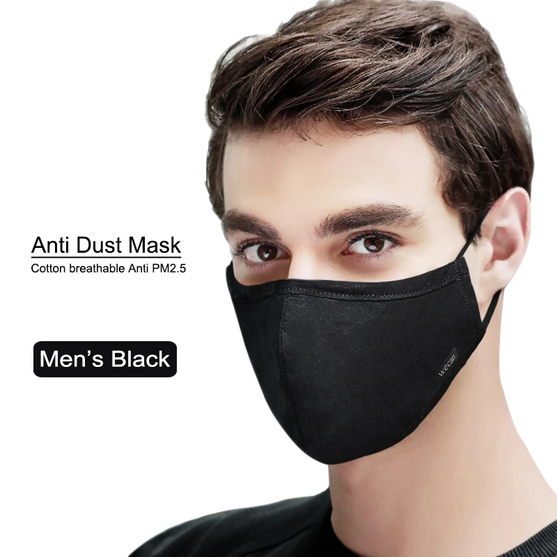 

Winter Cotton Black Mask on mouth Anti PM2.5 dust Mouth Mask with Activated Carbon Filter korean Breathing Mask Fabric Face Mask