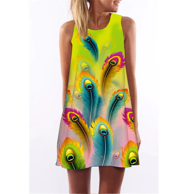 2019 летнее женское платье без рукавов короткая пляжная одежда сарафан бохо стиль