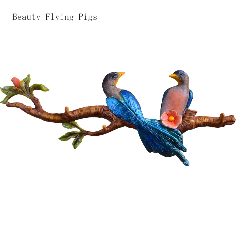  Happy Chinese creative wall hangings magpie branches wall coat rack row hook bedroom clothing store - 33048397841
