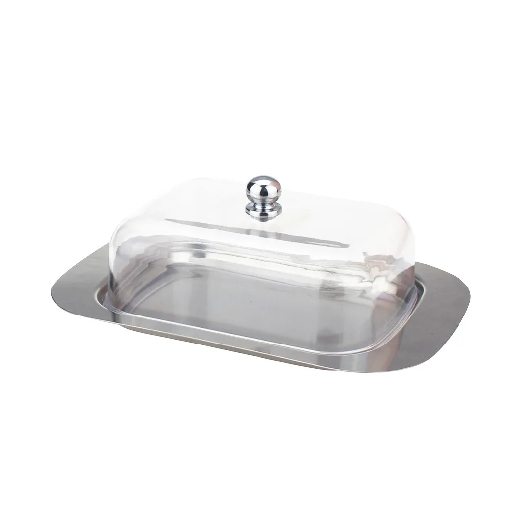 

Durable Stainless Steel Butter Dish dessert Box Container Cheese Server Storage Keeper Tray With Plastic Lid Kitchen Dinnerware