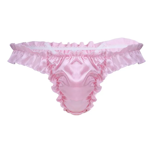 Hot Sexy Mens Satin Underwear T Back Sissy Panties Grid Thong Seamless Enhance Pouch GayBikini Briefs Pants Mens Underwear -
