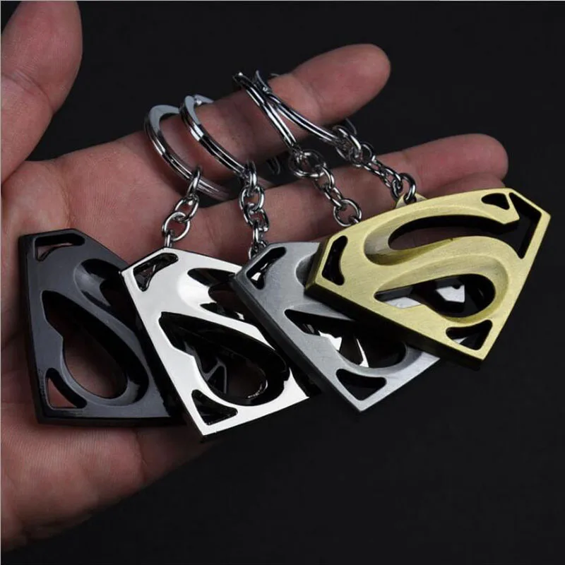 

10pcs/lot Fashion Jewelry Superman Keychains Superhero Key Chain Batman Logo Keyrings Gift Key Holder For Men's Cars Decoration