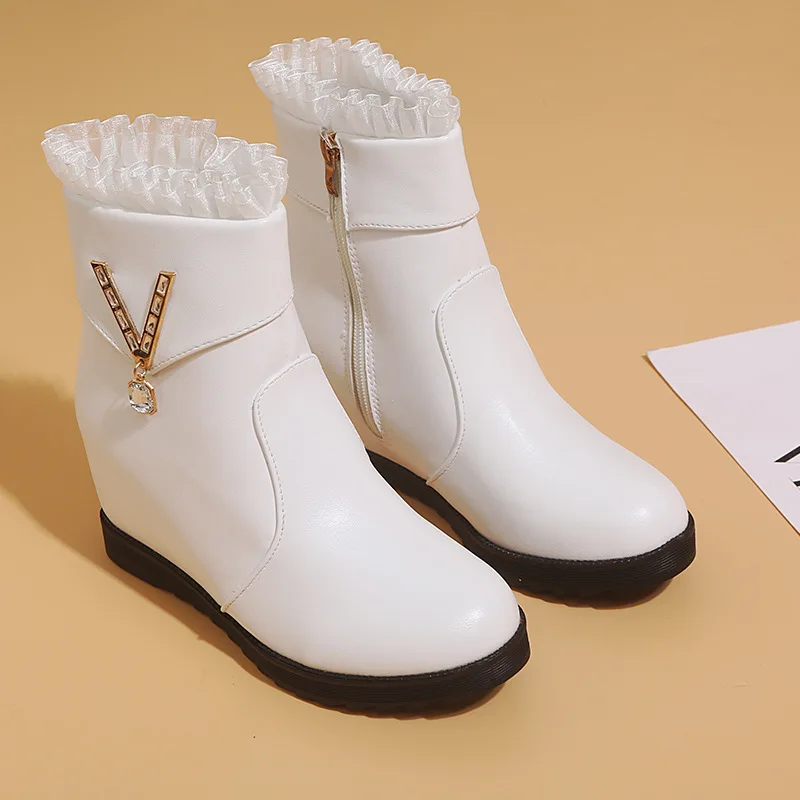 Las El Lado Versión Botas Invierno Cierre Cremallera En 2019 Nuevo De Volantes E Aumento Otoño Coreana Encaje 0216 Mujeres La ZqAxCwa6