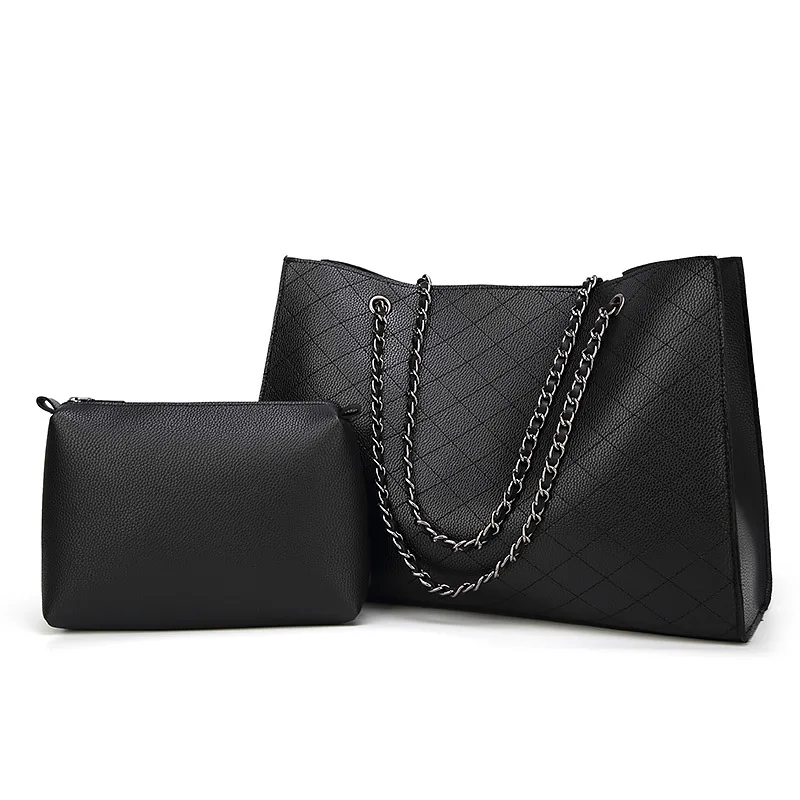 

Women Handbag Leather Set Top-Handle High Quality Plaid Chain Bag Fashion Shoulder Bag Purse Crossbody Messenger Bags for women